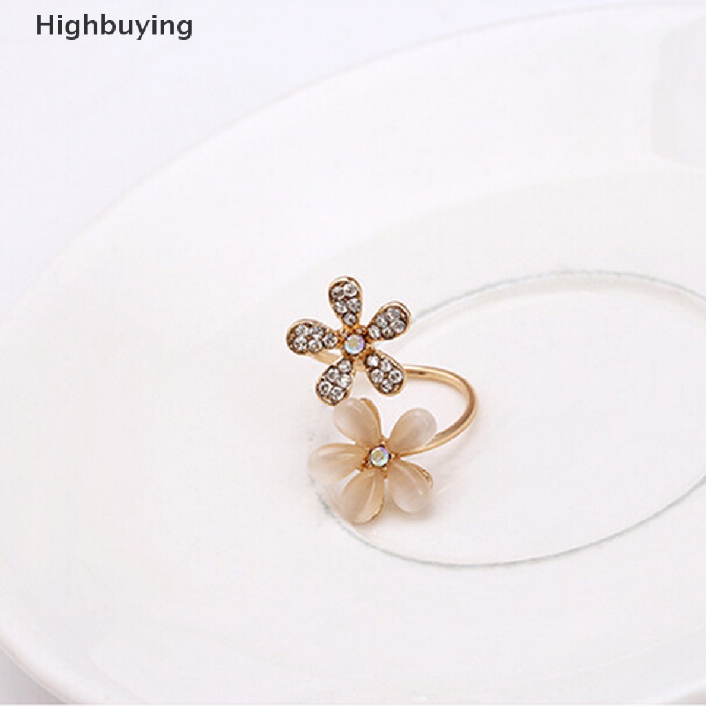 Hbid Cincin Emas Wanita Desain Bunga Aster Hias Kristal Berlian Imitasi Untuk Hadiah Glory