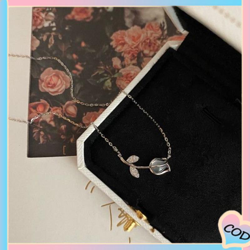 COD❤️Kalung Choker Liontin Bunga Mawar Gaya Korea Untuk Wanita-A.one