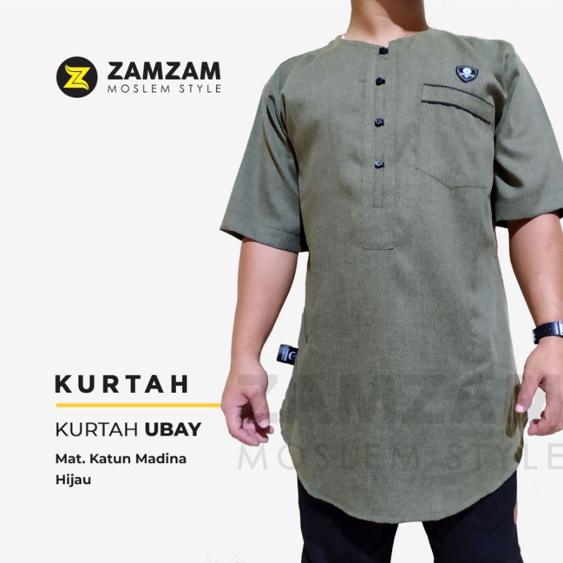 Kurtah Ubay Kurta Dewasa katun Madina lengan pendek