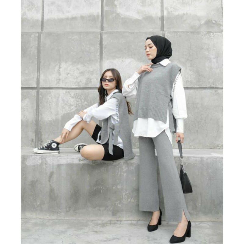 Rompi Tali / Rompi Rajut Wanita Knit Vest Outher Oversize Korean Style