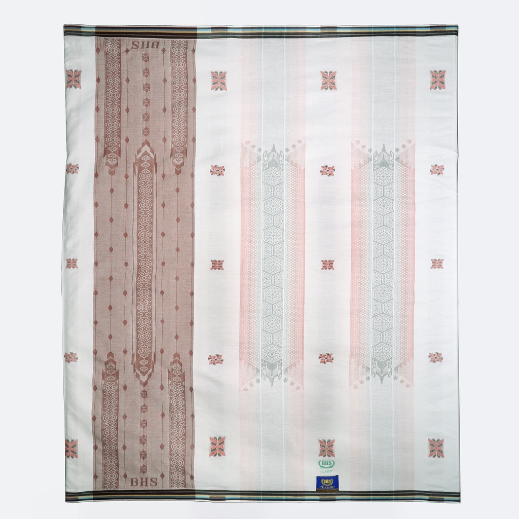 Sarung BHS Classic Gold Motif Jacquard Gunung Eksklusif Putih Merah // COD // BHS JGE