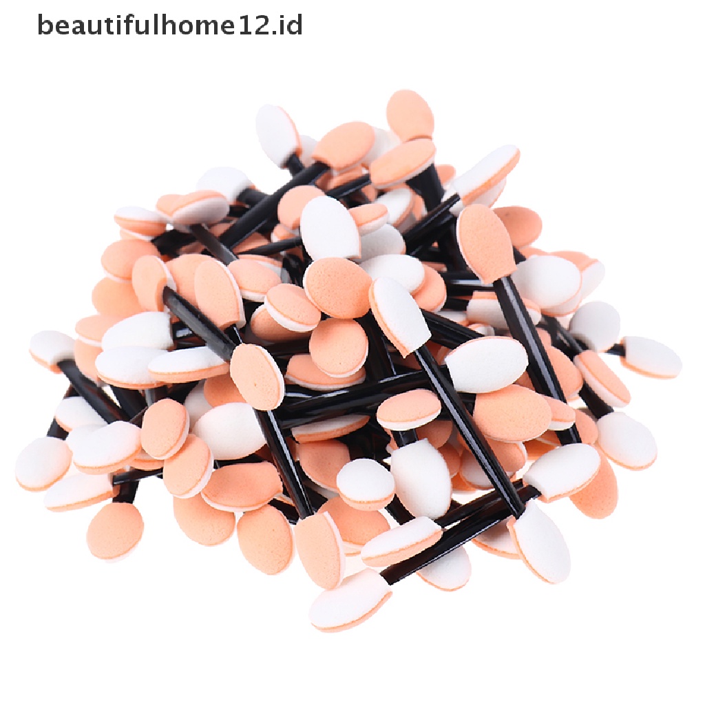 (Beautifulhome12.Id) 100pcs / Set Brush Eyeshadow Kepala Ganda Sekali Pakai Untuk Makeup / Kosmetik Wanita