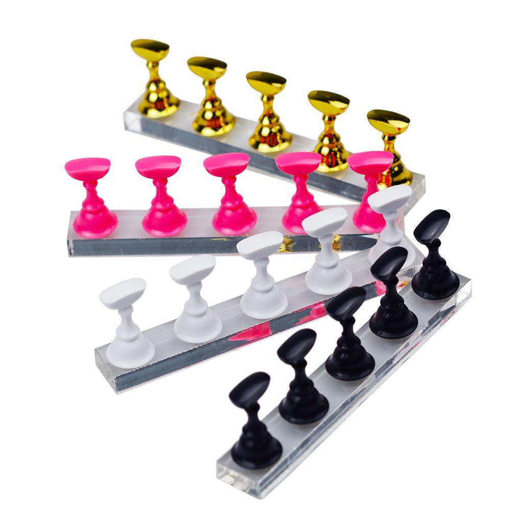 Rebuy Fake Nail Tip Holder 5Pcs Jelly Alat Pajangan Kuku Palsu Magnetic Tips Nail Art Training Manicure Tools Stand Latihan Nail Art