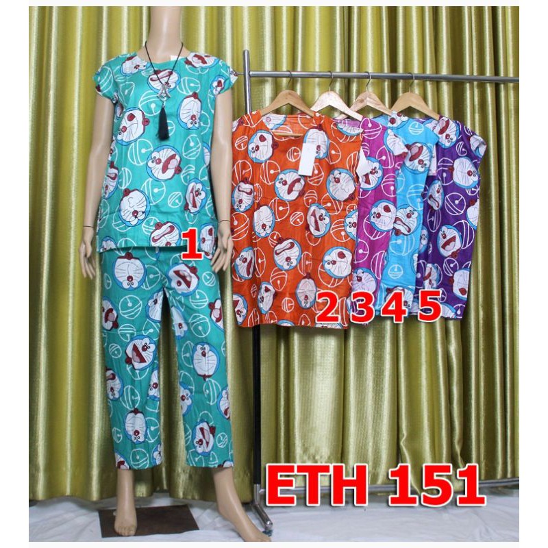 Setelan Celana Panjang, Bahan Katun Rayon, Celana Pinggang Karet
