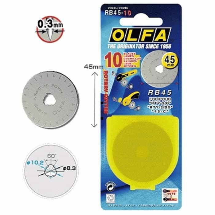 

Pisau Refill Blade OLFA RB45-10 Untuk Rotary Cutter RTY-2/G RTY-2/DX