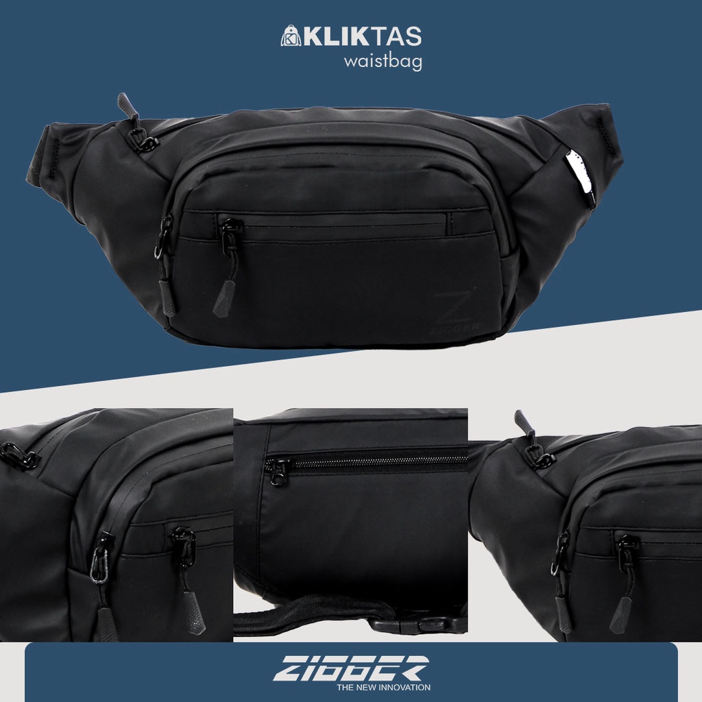 [KLIKTAS] Tas Pinggang Pria Zigger 22006 Waist Bag Premium Waterproof Tahan Air Multifungsi Tas Selempang Sling Bag Modis