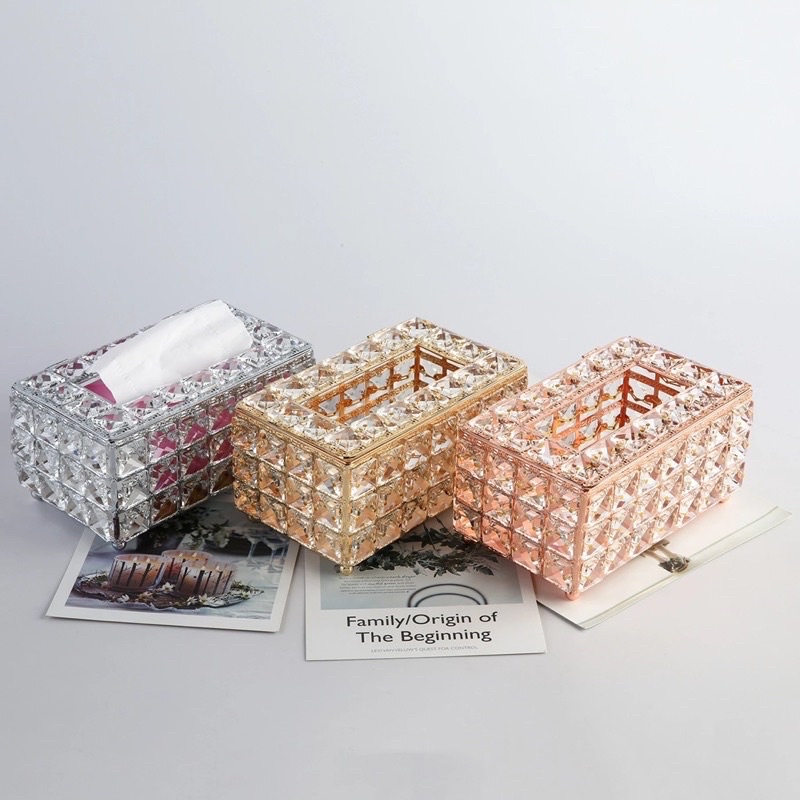 Kotak tisu crystal tempat tisu meja eropa nordic / Crystal tissue box