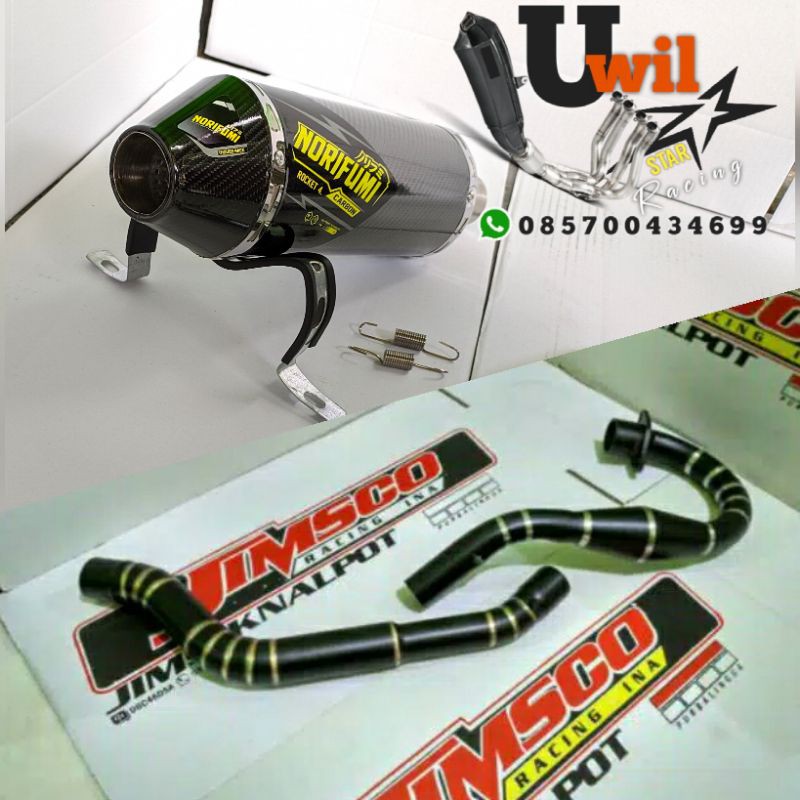 KNALPOT NORIFUMI CARBON FULL BLACK FOR MODIF TRAIL VIXION SCORPIO TIGER