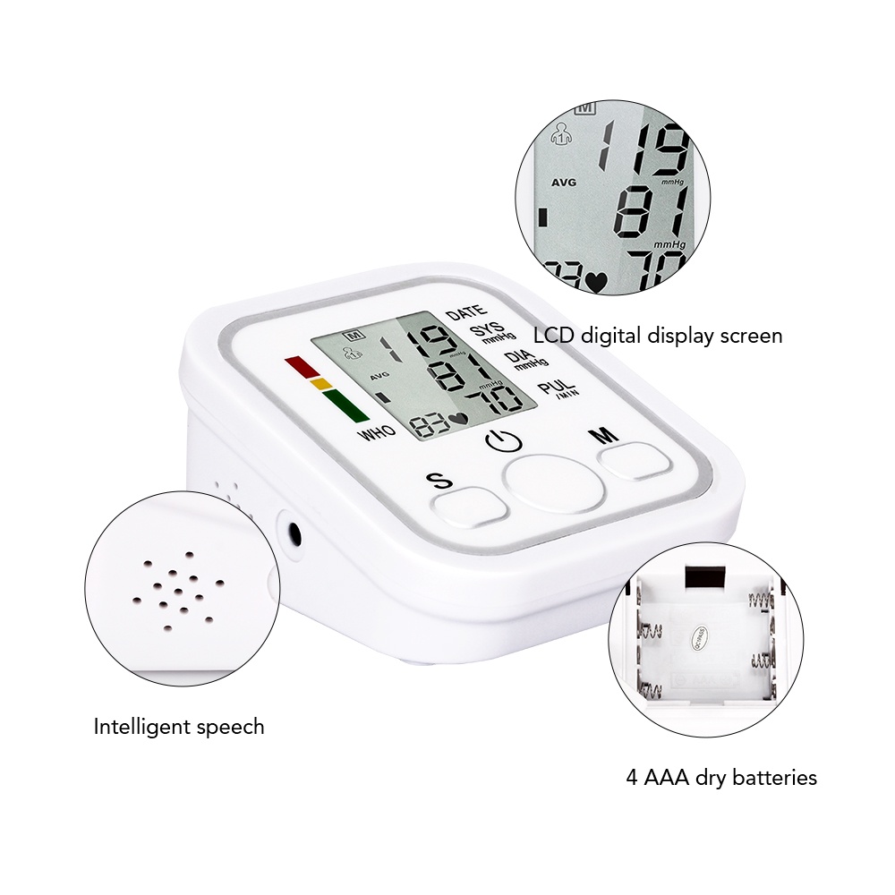 ITS Tensi darah digital otomatis akurat Gaya Lengan Sepenuhnya Otomatis Sphygmomanometer Monitor Tekanan Darah Tampilan LED besar  Sepenuhnya otomatis  alat tensi darah digital akurat lengkap ori