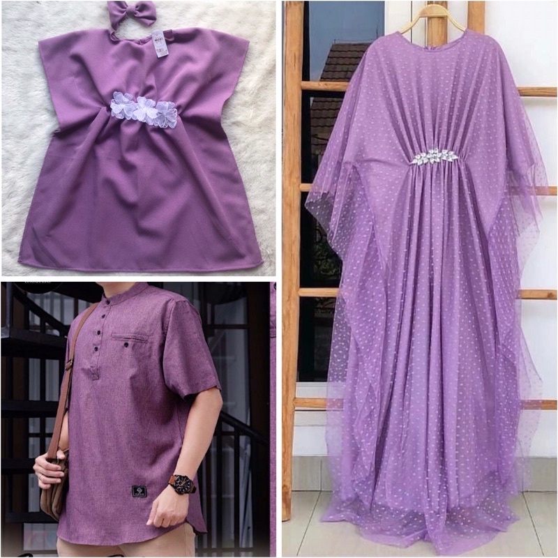 Gamis couple Family set Lilac brukat