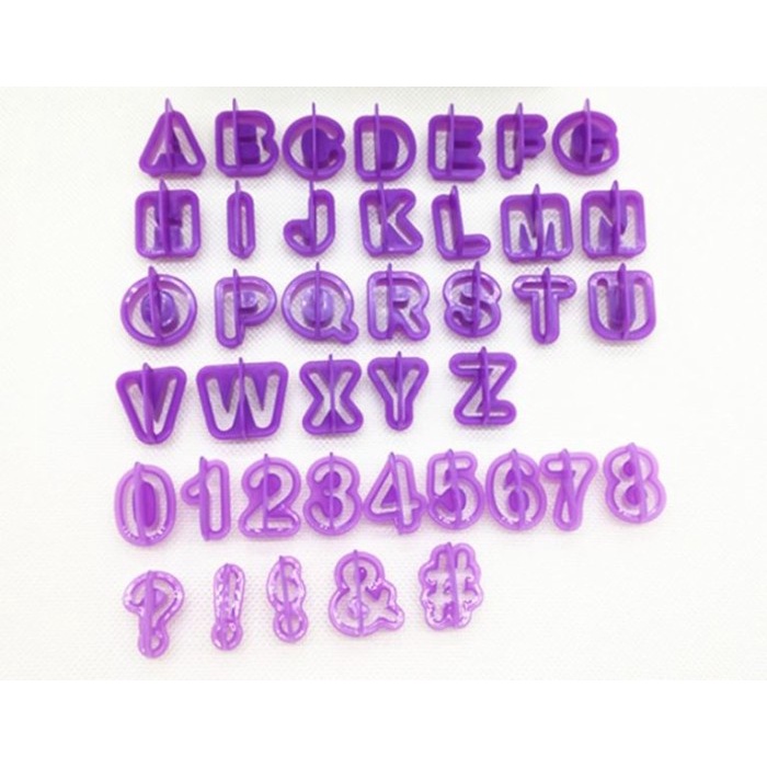 Cetakan Huruf Angka Alphabet Plastik Fondant Kue Icing Cookie Mold Ulang Tahun