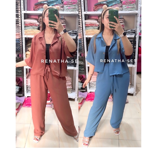ALFAZZA One Set Renatha Cringkle Airflow Full Kancing Jumbo All Size