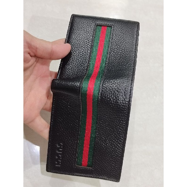 dompet lipat kulit list hijau 3922