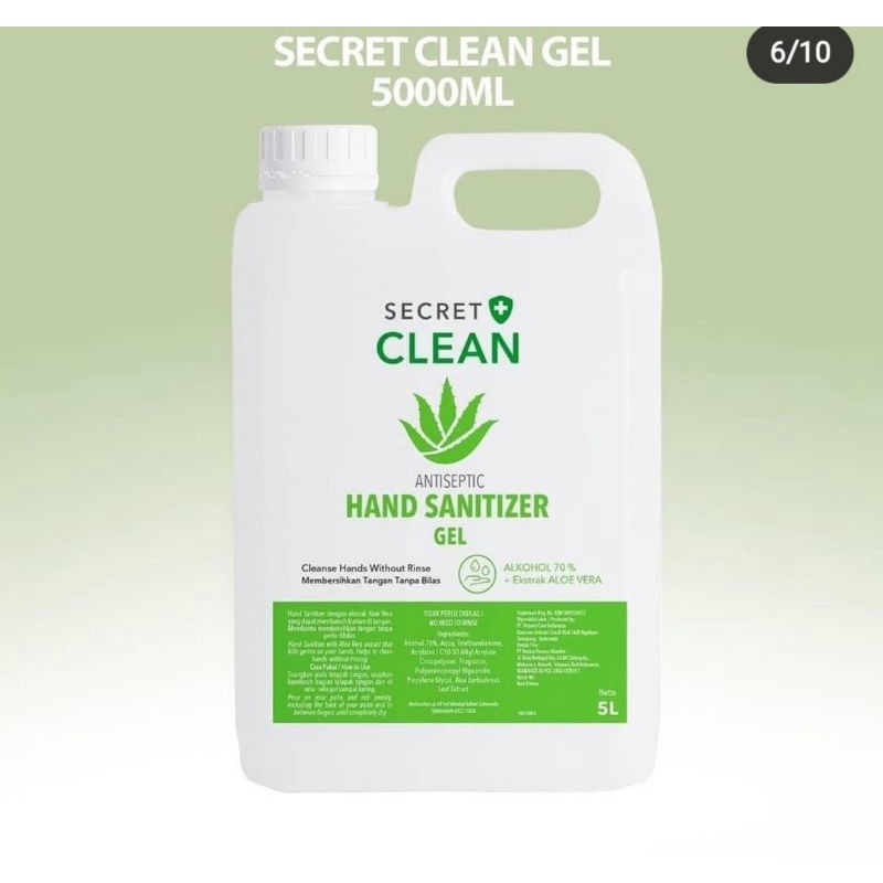 Secret clean hand sanitizer gel 5 liter