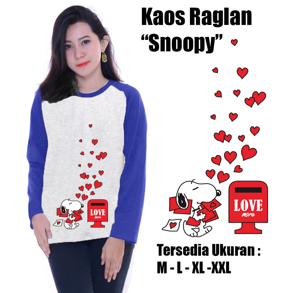 Myco | Kaos Raglan | Gambar  Snoopy | Kaos lengan panjang | Ukuran M - L - XL - XXL