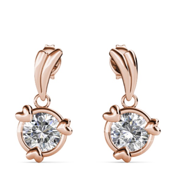 Tri Love Ring Earrings‏ anting her jewellery   kristal premium mewah berkilau kristal lapis emas