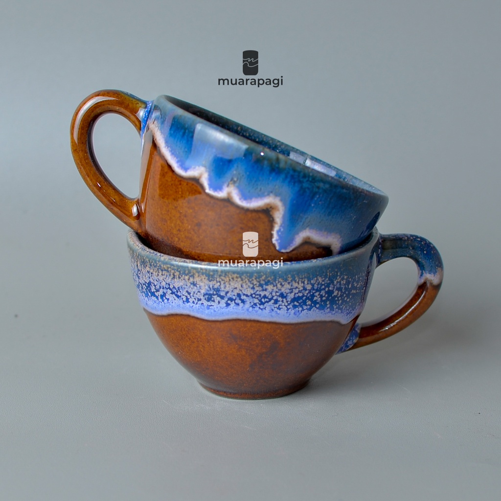 MUARAPAGI Mug Keramik Lagun - Gelas Kopi Cangkir Latte Cappucino Cup