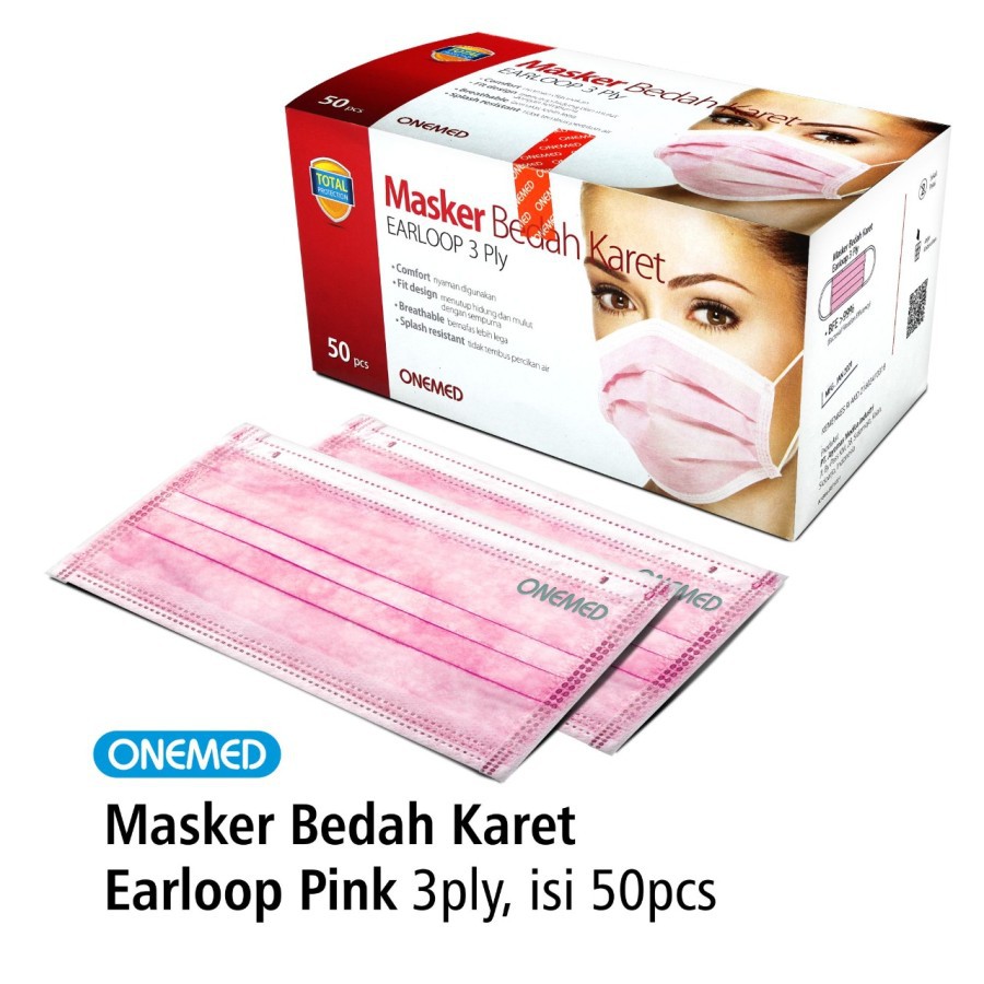 Masker Karet Pink OneMed box 50pcs OJB