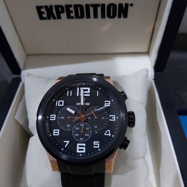 Jam tangan pria expedition E 6401M rantai black rosegold original E6401M ORIGINAL
