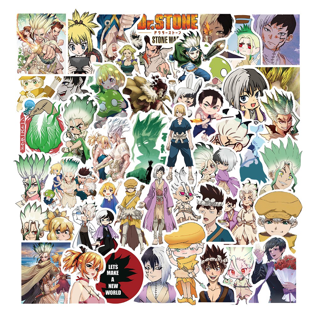 50PCS Japanese hot-blooded anime Dr. Stone Stone Wars Sticker Waterproof Luggage Guitar Motorcycle Car Waterproof Kids Toy