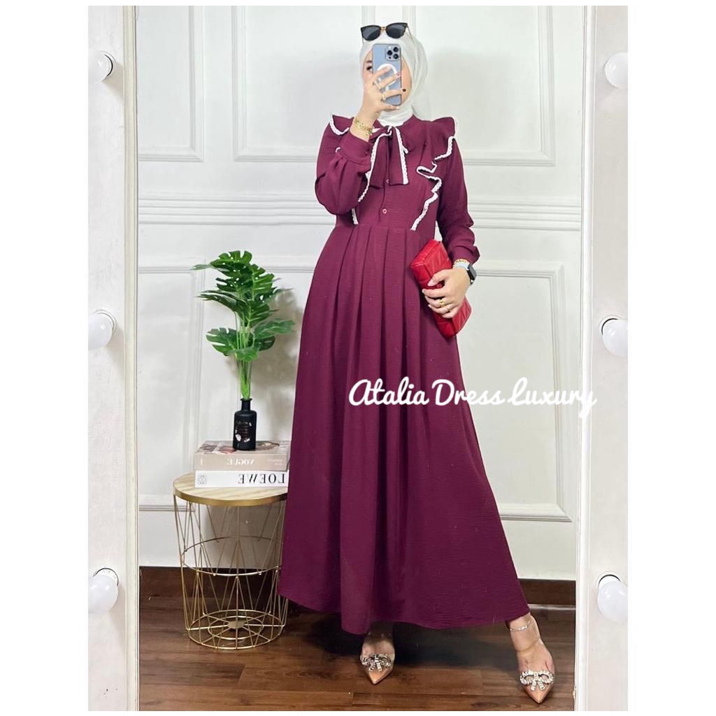 Atalia Dress Luxury Crinkle Airflow Kombinasi Renda/ LARISA DRES