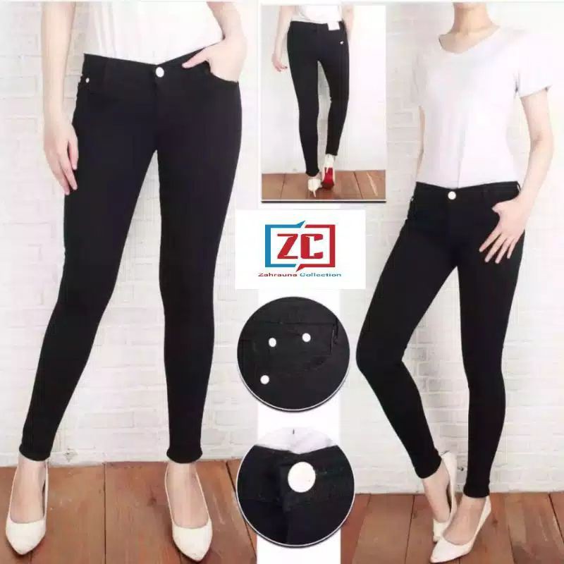 CELANA JEANS WANITA BAHAN MELAR UKURAN 27-38 JUMBO