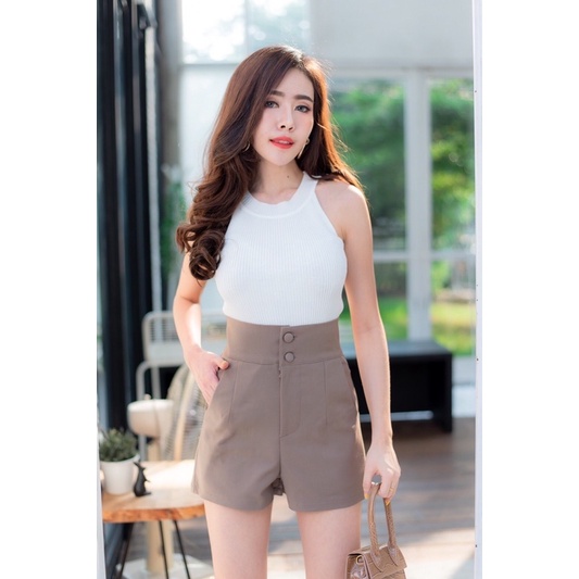 CELANA PENDEK TON BEWRY MODEL  HIGHWAIST KANCING 2 ZIPPER DEPAN IMPORT BANGKOK (CLBRY016)