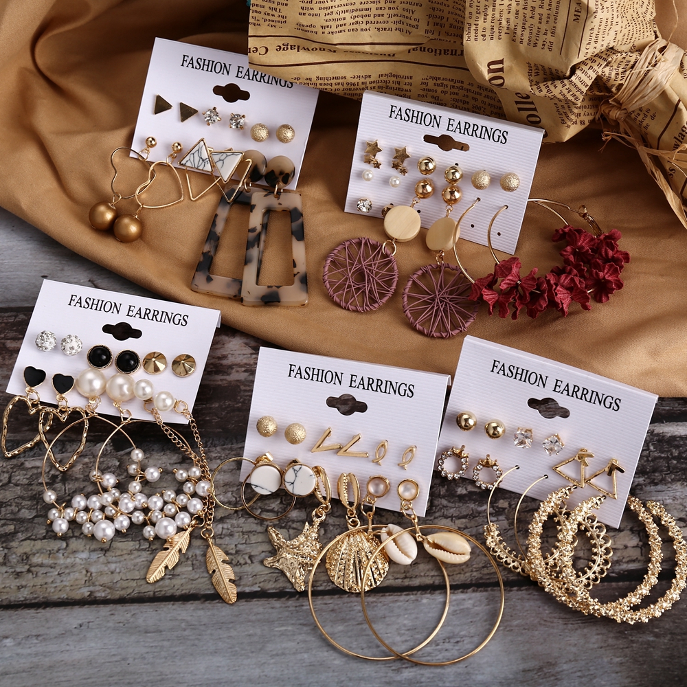 AY(CN) Ifyou Anting Tusuk Gantung Wanita Desain Bunga Hollow Warna Gold Gaya Bohemian Untuk Hadiah