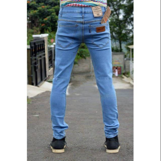 JEANS SLIMFIT PRIA BIOBLITZ CELANA PANJANG COWO BIRU MUDA BIRU TELOR ASIN BIRU LANGIT