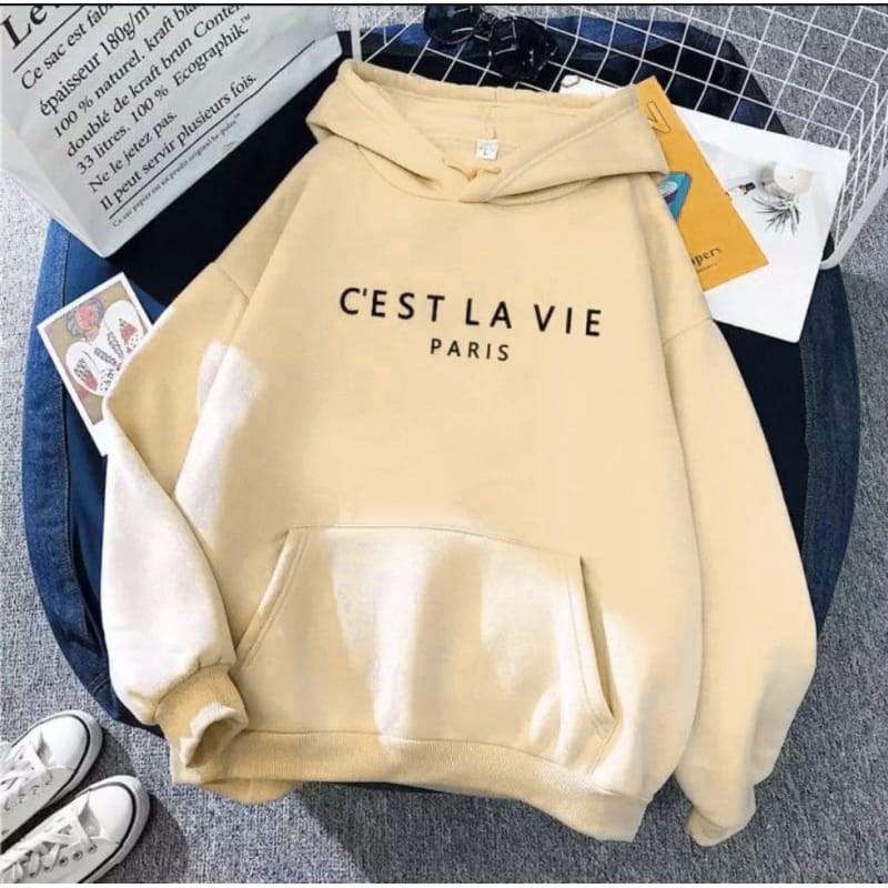 Hoodie Cest LaVie Outwear Wanita Ala Korean Style Bahan Fleece