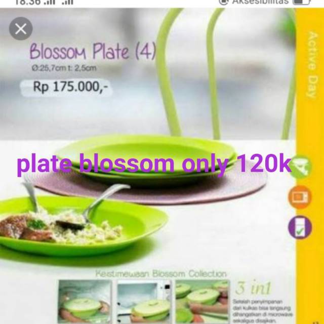Tupperware plate blossom warna hijau