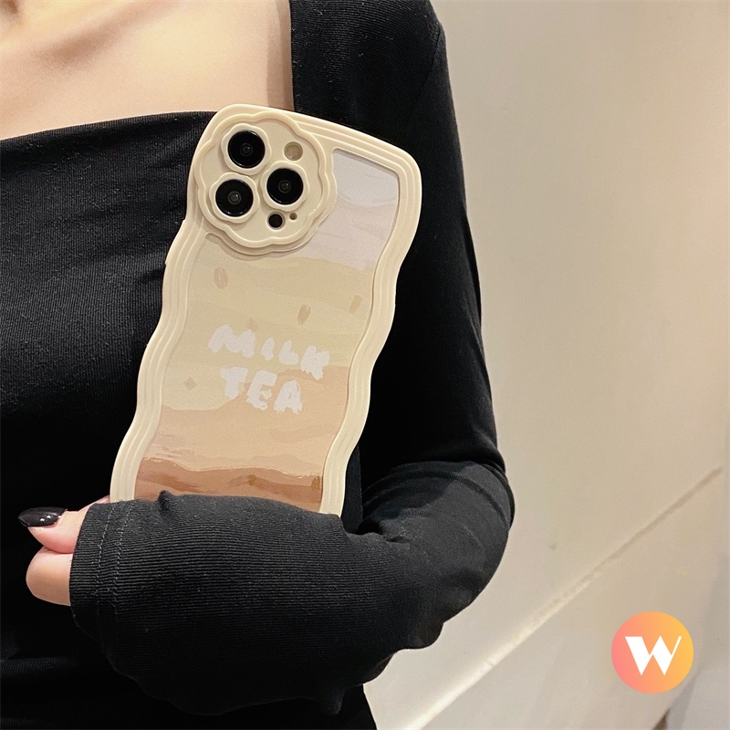 Soft Case Silikon Motif Bunga Milk Tea Untuk iPhone 7 8 SE Plus X XS XR 11 12 13 Pro Max SE 2020