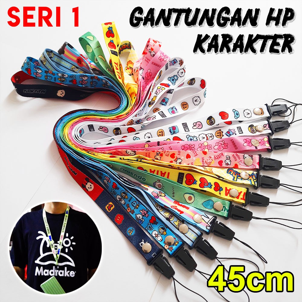 Gantungan HP Karakter SERI 1  Doraemon Stich The Pooh Avocado Minnie Mickey Mouse lanyard