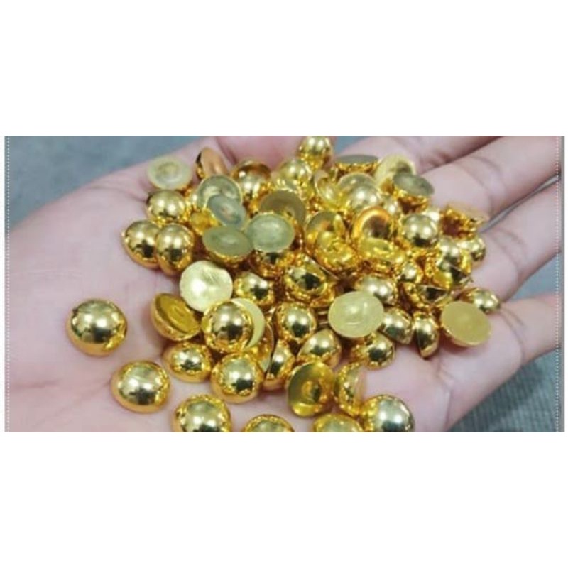 HALF PEARL GOLD METALIC | BAHAN NAIL ART | RHINESTONE