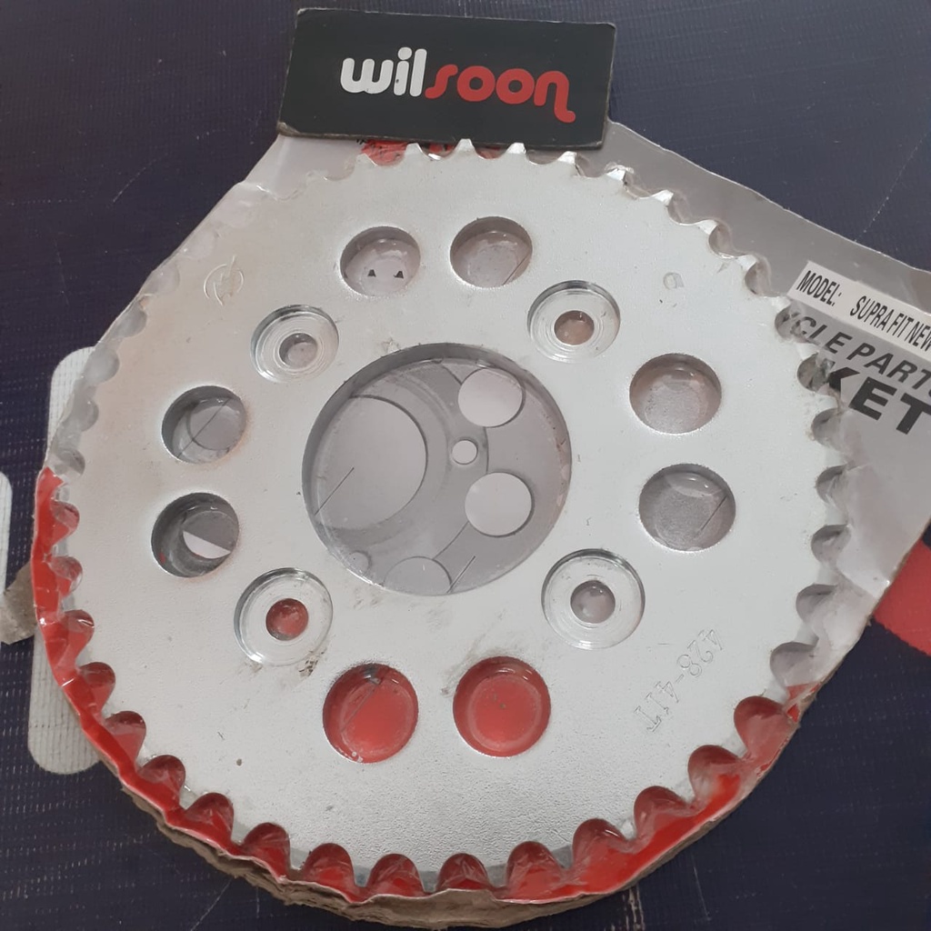 Gear / Gir Belakang / Sprocket  Honda Supra Fit New / Supra X 125 / Wave 125 Wilwood 41T 428 Chrome