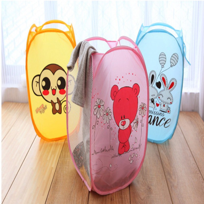 Keranjang Baju Kotor Karakter Lipat Hamper Tempat Baju Kotor Polos Laundry Bag