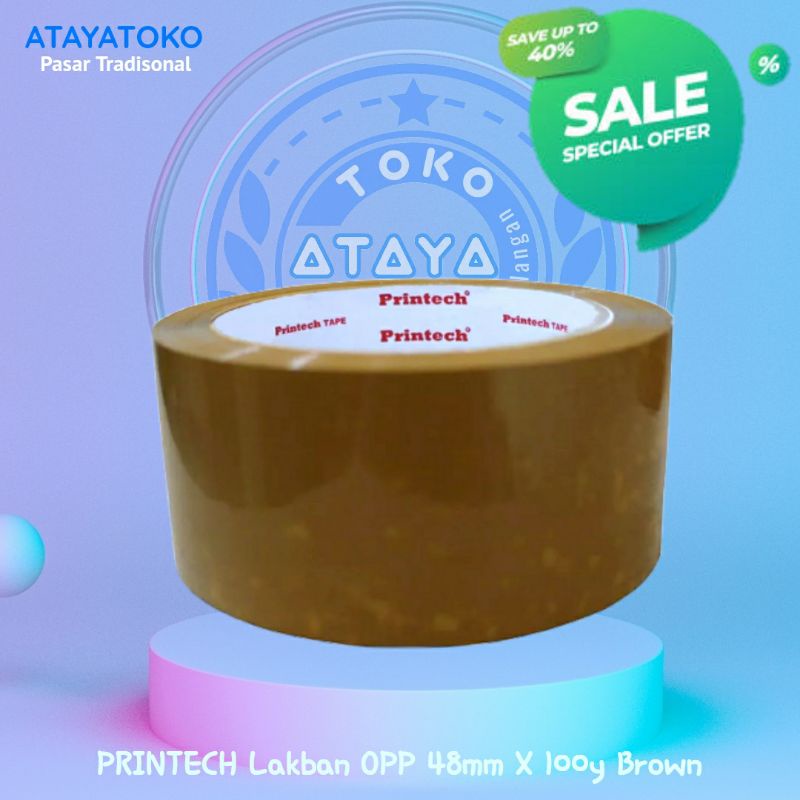 

isolasi Lakban coklat PRINTECH Tebal OPP 48mm X 100y Brown lakban coklat