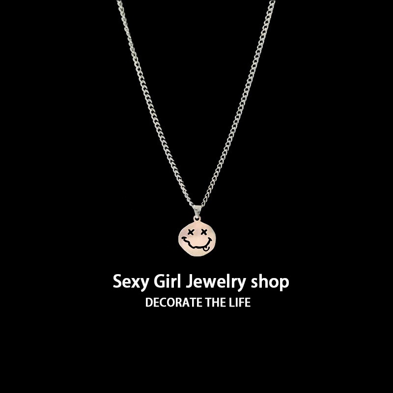 Korean Hip-hop Double Face Emoji Smile Pendant Necklace As A Gift Jewelry Smile Set Sweet Heart Jewelry