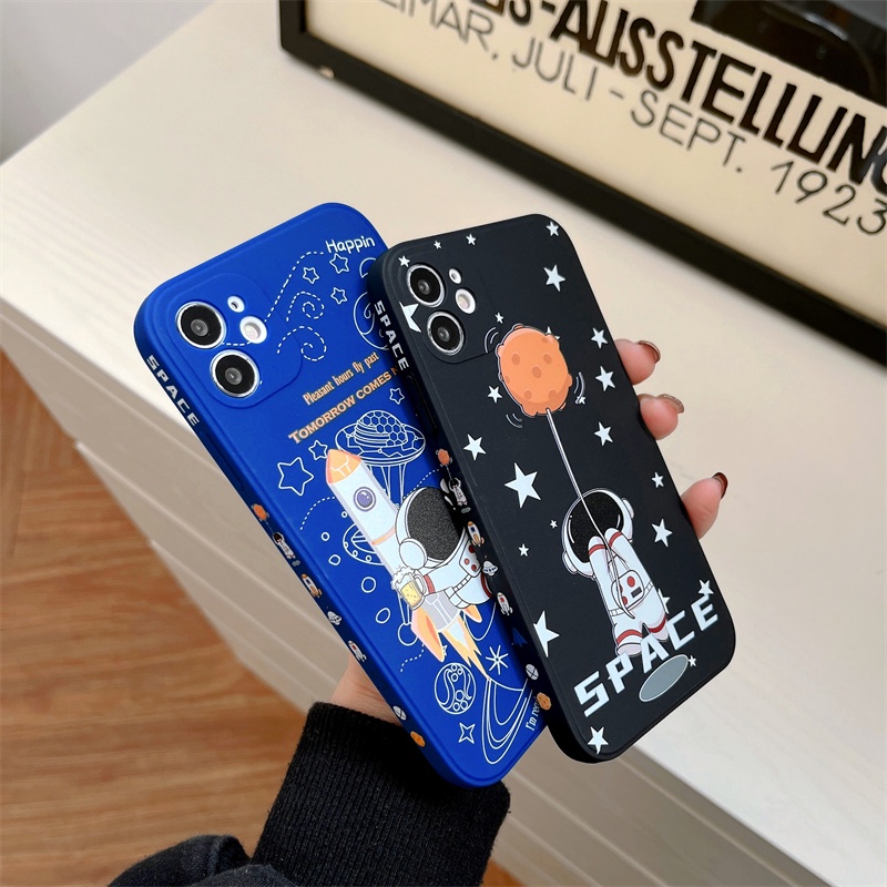 Soft Case Tpu Motif Kartun Astronot Untuk Iphone 13 12 11 Pro Max XS XSMax XR SE 7P 8P 8 7 Plus