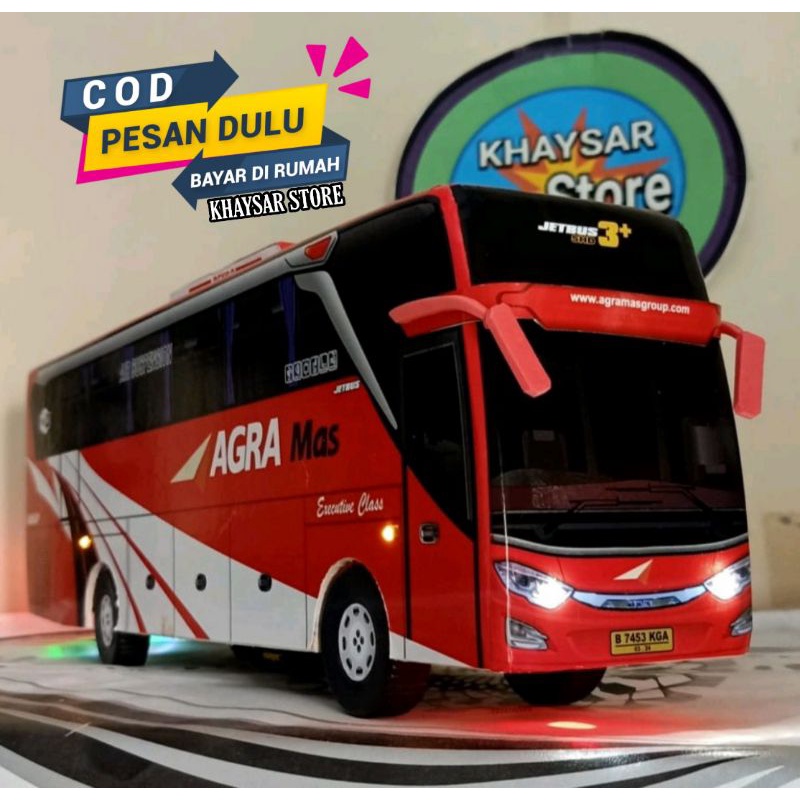 miniatur bus shd AGRA MAS PLUS LAMPU