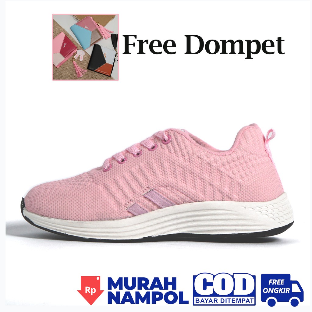 Sepatu sneakers Style Korea FREE Dompet 701 (Pink)