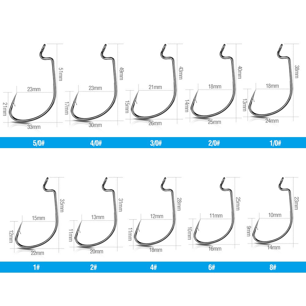 50pcs/Set Fishing Hook Carbon Steel Crank hook For Soft Worm Lure Bass Barbed Carp Fishing Hooks