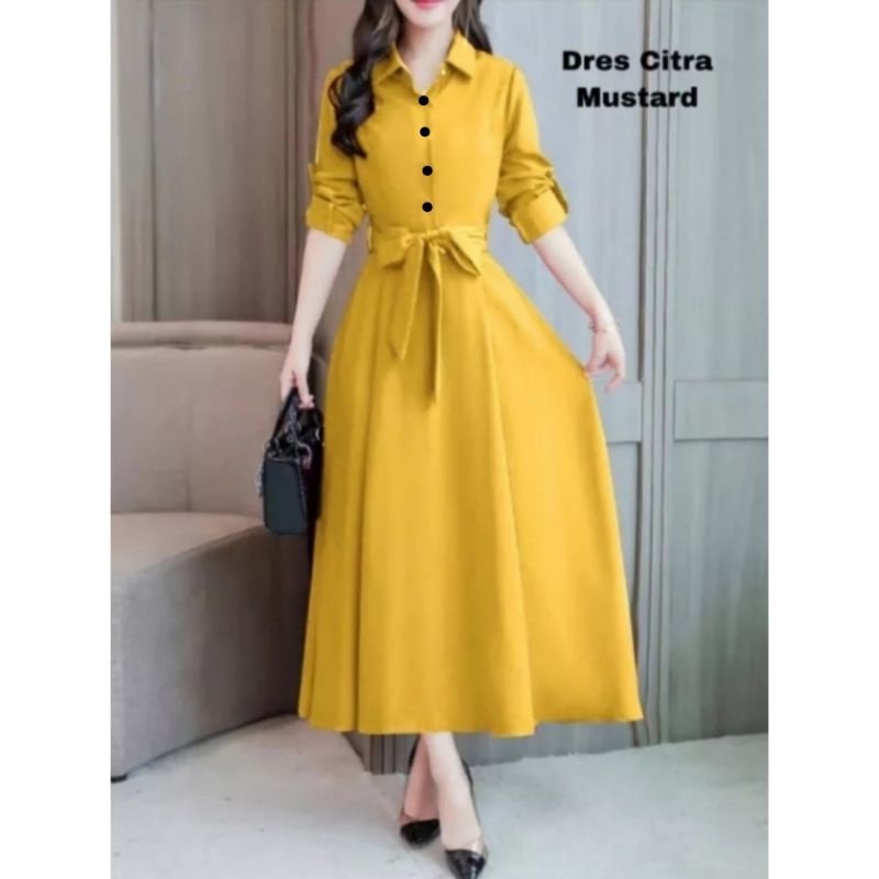 Maxi Dress Citra Terbaru/ Dress Wolpeach Premium/ Fashion Wanita Korean Style/ Dress Kekinian/ Lengan Panjang