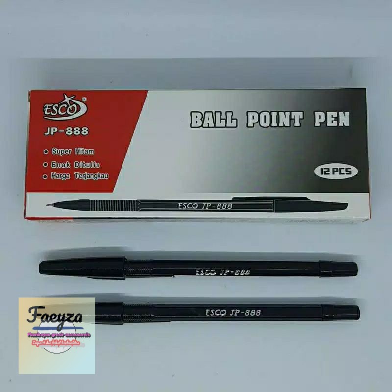 pulpen Ball point esco isi 12 pcs hitam