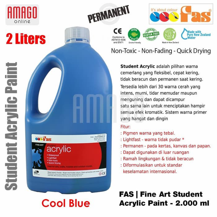 FAS - STUDENT ACRYLIC PAINT - 2 LITER - COOL BLUE