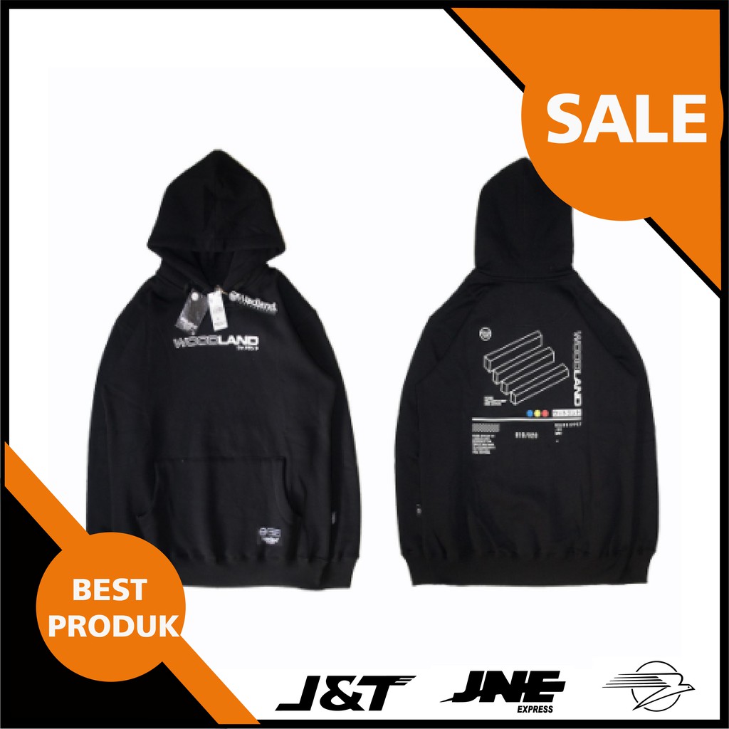 Hoodie pria hitam original woodland