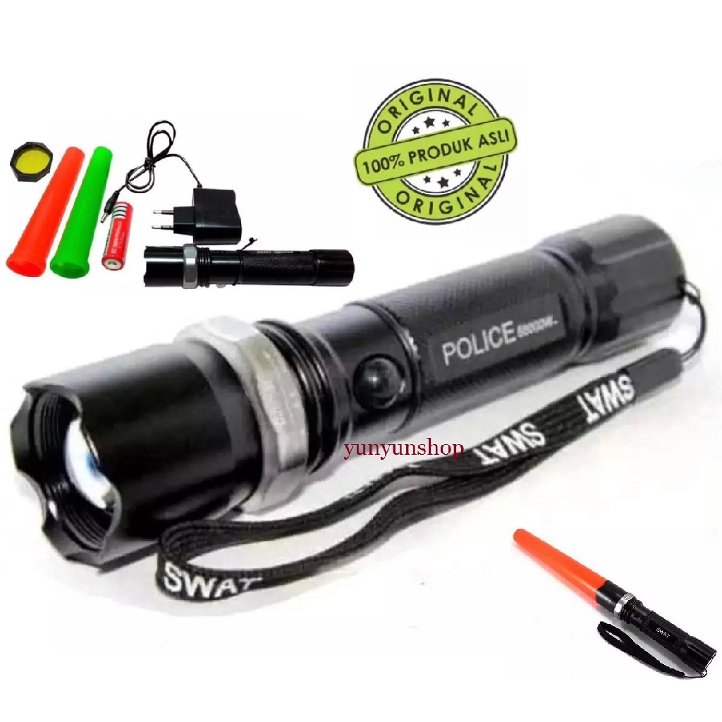 Senter Swat Police Led Flashlight 8008