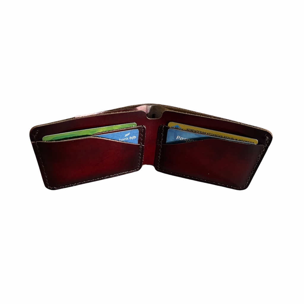 Jayuwan JYB05 Dompet Pria Kulit Sapi Asli Handmade Gradasi Merah Istimewa