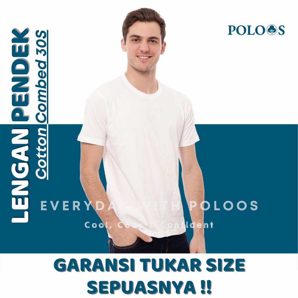 Baju Kaos Polos Pria Lengan Pendek Putih