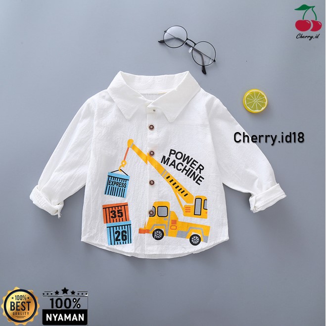 Cherry COD Atasan Kemeja Anak Lengan Panjang Motif Traktor  / Baju Anak Laki Laki / Kemeja Distro Anak AK002